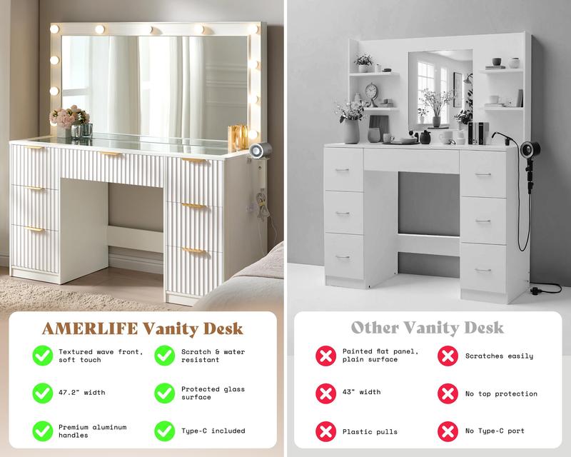 VELA Fluted Vanity Desk with